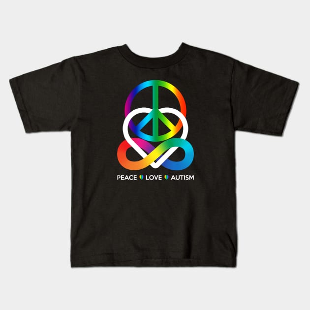 Peace Love Autism Kids T-Shirt by mia_me